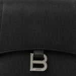 Semi Matte Soft Textured Calfskin Downtown Shoulder Bag Black