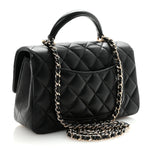 Lambskin Quilted Mini Top Handle Rectangular Flap Black