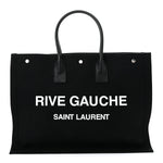 Linen Calfskin Rive Gauche Tote Black
