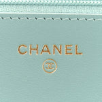 Caviar Quilted Boy Wallet On Chain WOC Light Blue