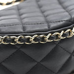 Lambskin Quilted Small Hobo Bag Black