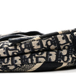 Oblique Embroidered Saddle Bag Blue