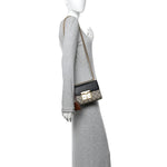 GG Supreme Monogram Calfskin Small Padlock Shoulder Bag Beige Black Cuir