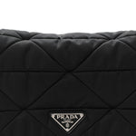 Re-Nylon Quilted Padded Flap Shoulder Bag Black