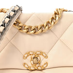 Goatskin Quilted Medium Chanel 19 Flap Light Beige
