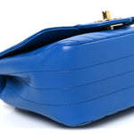 Lambskin Chevron Quilted Mini Square Flap Blue