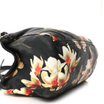 Lambskin Magnolia and Moth Print Mini Pandora Black