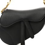 Grained Calfskin Mini Saddle Bag Black