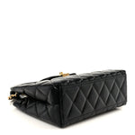 Shiny Aged Calfskin Quilted Nano Kelly Shopper Black