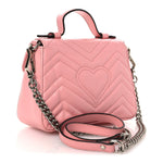 Calfskin Matelasse Mini GG Marmont Top Handle Shoulder Bag Wild Rose
