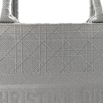 Canvas Embroidered Cannage Medium Book Tote Stone