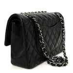 Lambskin Quilted Medium Double Flap Black