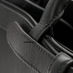 Soft Grain Calfskin Small Double Belt Tote Black