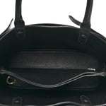 Soft Grain Calfskin Small Double Belt Tote Black