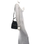 Saffiano Tessuto Nylon Mini Bucket Crossbody Bag Black