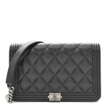Caviar Quilted Boy Wallet On Chain WOC Black