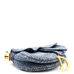 Oblique Embroidered Saddle Bag Denim Blue