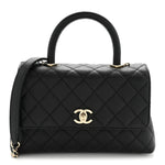 Caviar Quilted Mini Coco Handle Flap Black