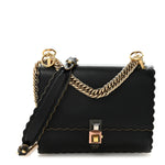 Vitello Liberty Scalloped Studded Small Kan I Shoulder Bag Black