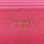 Caviar Quilted Wallet on Chain WOC Pink
