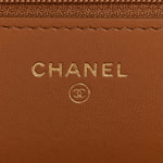 Lambskin Quilted Chanel 19 Wallet On Chain WOC Brown
