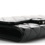 Patent Quilted Wallet On Removable Chain WOC Black