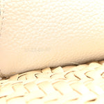 Raffia Small Grain Calfskin Small Marcie Basket Crossbody White