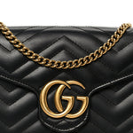 Calfskin Matelasse GG Marmont Chain Wallet Black