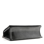 Metallic Patent Micro-Cannage Medium Diorama Flap Bag Onyx Black