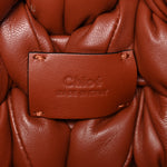 Lambskin Woven Wooden C Shoulder Bag Sepia Brown