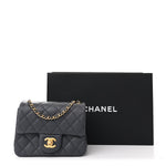 Lambskin Quilted Mini Pearl Crush Flap Dark Grey