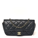 Caviar Quilted Glasses Case With Chain Black