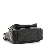Shiny Crumpled Lambskin Quilted Mini Clutch With Chain Black