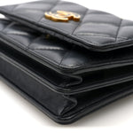 Lambskin Enamel Quilted Pending CC Clutch With Chain Black