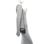 Lambskin Quilted Phone Holder Flap Black