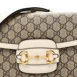 GG Supreme Monogram Horsebit 1955 Shoulder Bag Beige Mystic White
