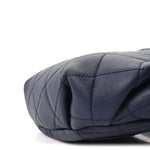 Lambskin  Quilted Resin Bi-Color Waist Bag Fanny Pack Navy Blue