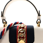Calfskin Mini Sylvie Top Handle Bag White
