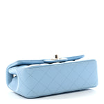 Lambskin Quilted Mini Rectangular Flap Light Blue