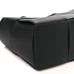 Grained Calfskin Intrecciato Small Arco Tote Black