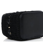 Lambskin Crochet Quilted Mini Vanity Case With Chain Black