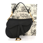 Grained Calfskin Mini Saddle Bag Black