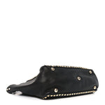 Pebbled Calfskin Medium Rockstud Tote Black