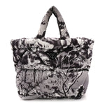 Re-Nylon Padded Printed Medium Tote Bag Black White