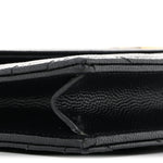 Grain De Poudre Matelasse Chevron Monogram Envelope Chain Wallet Black
