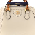 Textured Dollar Calfskin Mini Diana Dome Tote Bag White