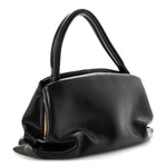 Smooth Calfskin Eyelet Small Top Handle Bag Black