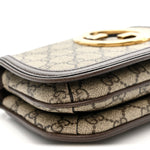 GG Supreme Monogram Textured Dollar Calfskin Mini Blondie Chain Shoulder Flap Bag Beige Ebony New Acero