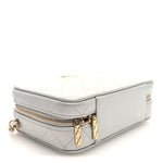 Metallic Lambskin Quilted Top Handle Vanity Case Silver