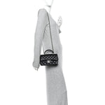 Lambskin Quilted Mini Top Handle Rectangular Flap Black